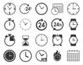 Time and clock line icons isolated on white background. Vector set of linear icons. Royalty Free Stock Photo